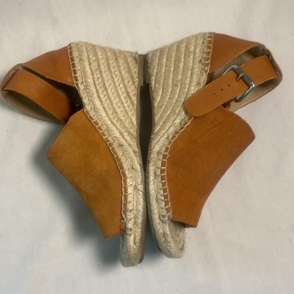 Gap espadrille brown ankle strap 6 wedge summer sandal open toe shoe brown - Picture 2 of 12